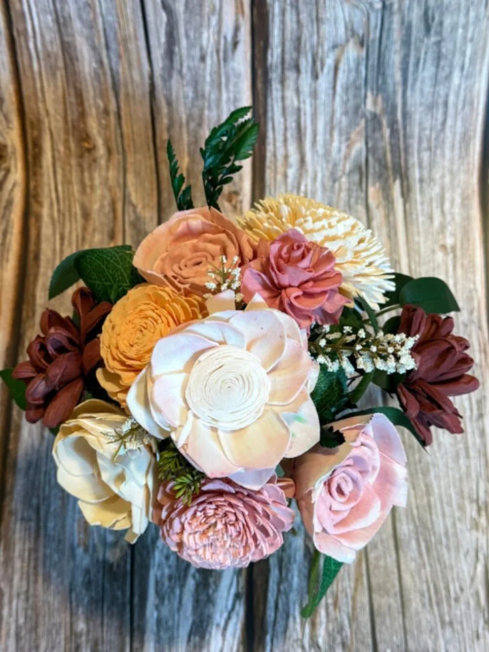 Pink Sola Wood Floral Arrangement in Mason Jar Home Decor Birthday Gift